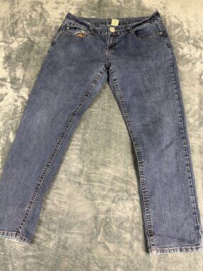 Flavour By Bubblegum Womens Blue Distressed Hem Jeans 22